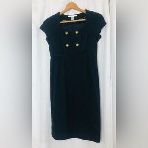Diane von Furstenberg Wool Dress Double Breasted Black Cap Sleeve Size 2